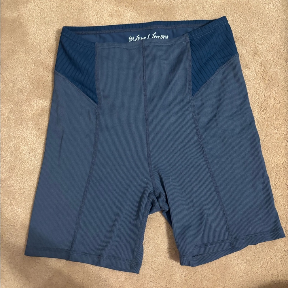 For Love And Lemons Navy Ribbed Shorts